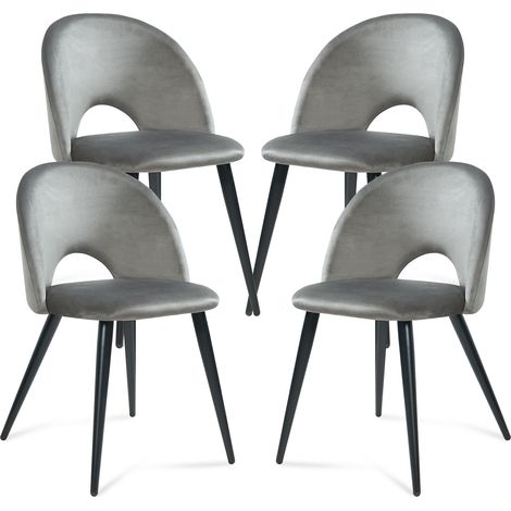 Esszimmerstuhl Karijoki 4er Set Samt Grau/Schwarz [en.casa]