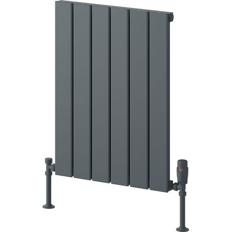 Reina Piatto Single Horizontal Aluminium Radiator 600mm H x 445mm W - Anthracite