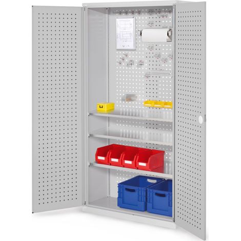 Kappes ®RasterPlan Werkzeugschrank 1950x1000m Modell 6 Tiefe 410mm Lochplattentüren lichtgrau