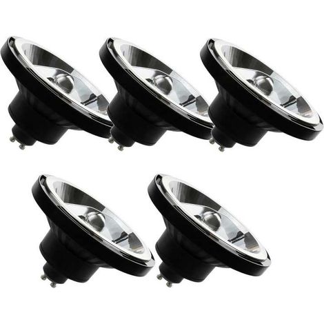 Lot de 5 Spot LED AR111 GU10 10W Blanc Chaud, 3000K, Noir (1/4)