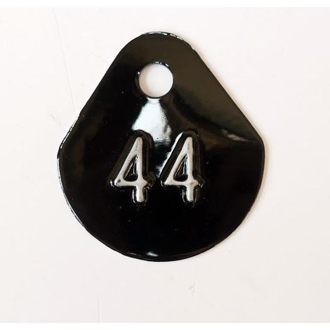 Chiffre goutte d'eau fond noir (à l'unité) estampé "44" en relief blanc hauteur d'écriture 11mm DERANCOURT