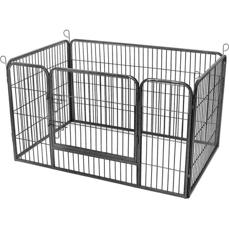 Feandrea – Enclos et parc pour chien en métal 122 x 80 x 70 cm – Résistant à la rouille – Sécurisé avec porte et verrous – Intérieur et extérieur