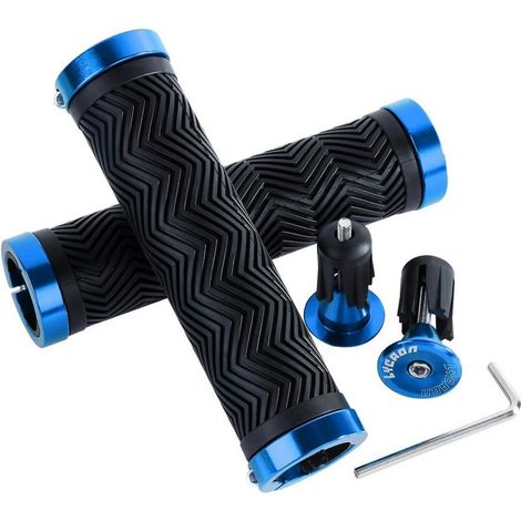 Ergonomic Fahrradgriffe mit Aluminium-Endkappen Blau 130MM 122g (1/5)