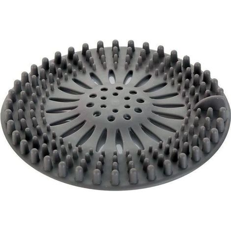 Crépine ronde en silicone CCmax pour évier, baignoire, siphon de salle de bain ou de cuisine, protection anti-obstruction, qualité supérieure, grise (1/5)