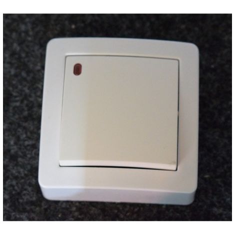 Bouton-Poussoir lumineux 10A saillie blanc cassé complet avec cadre ALB61441 250V néon faible conso ALREA ALB62052