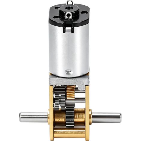 Deux Arbres Moteur À Engrenages, Métal Dc 3V/6V/12V Engrenages Moteur À Vis Sans Fin en Moteur de Vitesse Réduction en D-Forme Arbre 3Mm, pour Les Machines D’Étiquetage, Rideaux, Fours(DC6V 100RPM) (1/5)