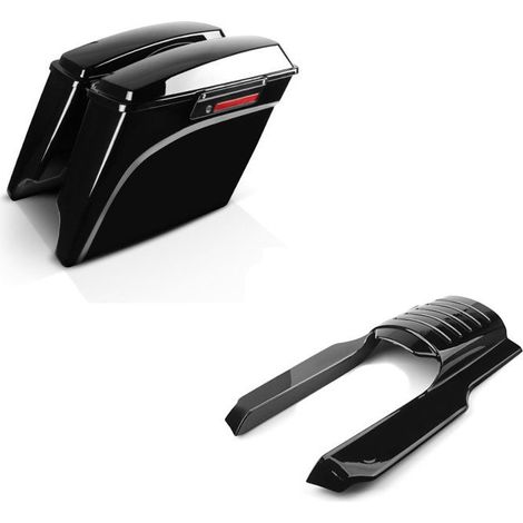 Hartschalen-Taschen kompatibel mit Harley Davidson Touring 94-13 Verlängert 35Ltr Schwarz Schloss + Verlängerung für hinteren Kotflügel