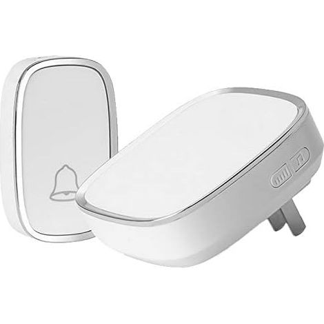 Wireless Doorbell Plugin Chime Kit LED 36 Tunes Loud Chime Waterproof Designed for UK Homes Wall Plug Built for The UK Weather, Clear Audio Cordless Ring Bell White (1/5)