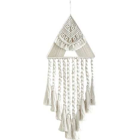 Attrape-reves - Tapisserie Murale Macrame Triangle 29 x 45 x 72 cm - Decoration Boheme Murale - 1 Piece (1/5)