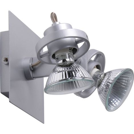 Lampada da parete Lampada da parete Lampada spot Lampada spot Lampada da corridoio Lampada da soggiorno, faretti mobili 2 fiamme, metallo argento, 2 prese GU10, LxAxP 12x12x14,5cm