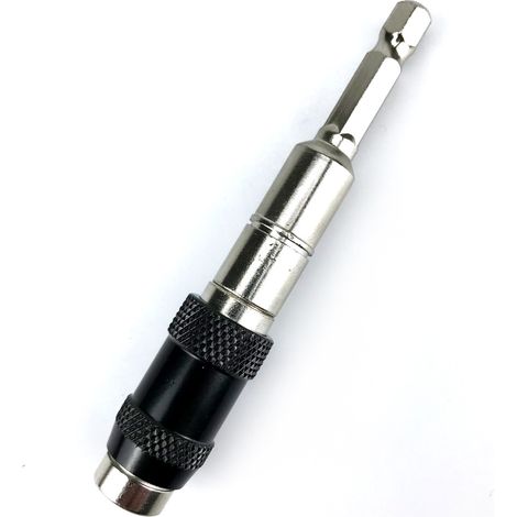 Rallonge multi-angles pour embouts de tournevis, adaptateur étendu, tournevis électrique magnétique puissant, poignée hexagonale, rallonge autobloquante à dégagement rapide, noir et argent. (1/5)