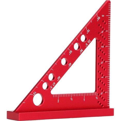 Équerre de menuisier 90° avec rapporteur d'angle, équerre de charpentier pour charpente, outil de mesure en bois, précision professionnelle, métal durable, usage construction. (1/5)