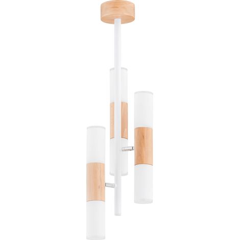 Plafonnier bois/blanc tubes orientables 6xE14 Alfa Hiroco (1/4)