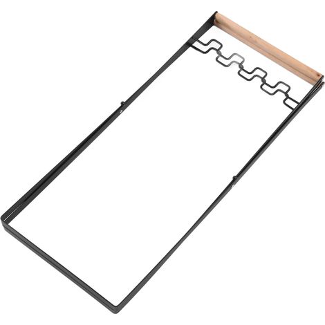 Porte-sacs poubelle portable, pliable, robuste et durable, en fer, caoutchouc et bois, noir. (1/5)