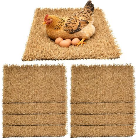 Tapis de nidification pour poules, 8 pièces, gazon artificiel lavable et durable pour poulailler, 30x30 cm (1/5)