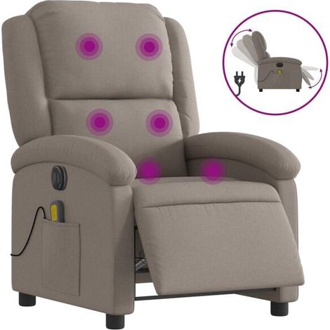 Fauteuil de massage électrique inclinable en tissu brun grisâtre (1/5)