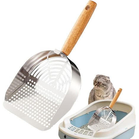 Pelle À Litière Pour Chat, Structure De Trou Précise, 15,5 Cm, Pelle À Excréments Pour Chat En Acier Inoxydable. (1/5)