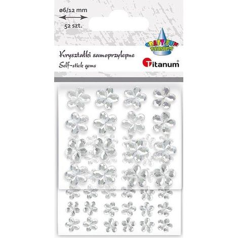 Flores de cristal autoadhesivas, 52 unidades, color plata.