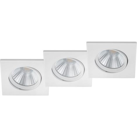 LED Deckeneinbaustrahler PAMIR eckig 3er Set schwenkbar dimmbar Weiß (1/5)