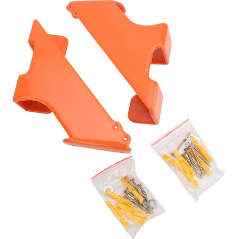 2 supports tronçonneuse acier mural robustes – Organisateur rangement garage atelier orange, rangement (1/2)