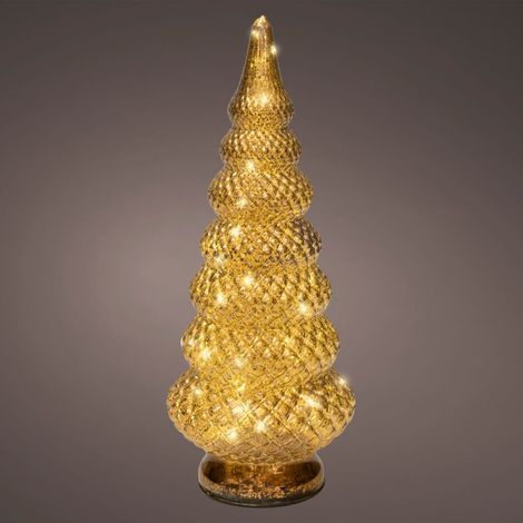 MICRO LED ALBERO VETRO MARRONE LUCE CALDA DECORAZIONE NATALIZIA DIAM. 15X36,5H (1/3)