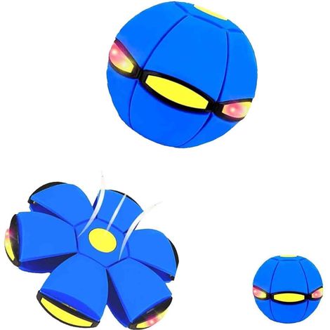 Chien Jouet - Balle Et Frisbee 2 En 1 - Led Multicolore - Matériau Tpe Souple - Pour Intérieur Et Extérieur - Bleu (1/5)