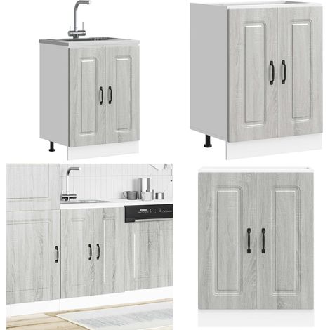 vidaXL Meuble bas pour évier Kalmar sonoma gris bois d'ingénierie (1/5)
