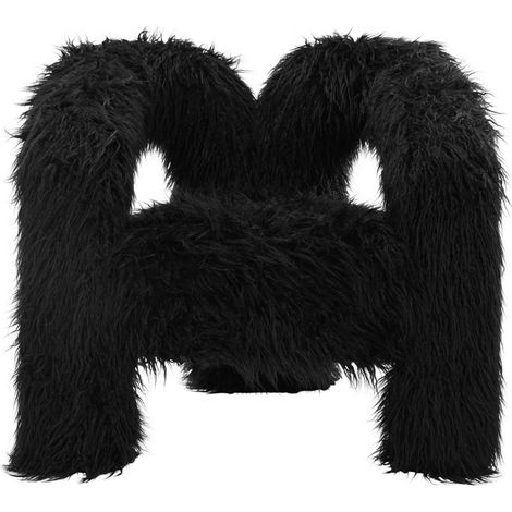 Freyja Chair - Faux Mongolian Fur - L74 x W78 x H74 cm - Jet