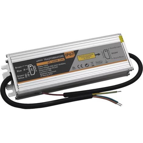 ALIMENTATORE TRASFORMATORE DA ESTERNO METALLICO STABILIZZATO SWITCHING IMPERMEABILE IP67 220V-24V 4.1A DA 100W (1/5)