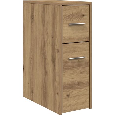 Armario de baño estrecho con ruedas 22 x 44 x 61,5 cm almacenamiento práctico estilo clásico madera de roble maciza hecho a mano 020050654 (1/5)