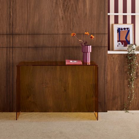 Console rectangulaire en verre trempé 110cm ambre - Glintz (1/5)