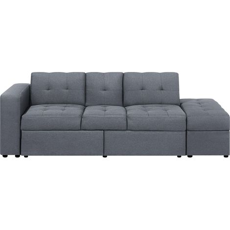 Sofa Bed 3 Seater FALSTER Fabric Dark Grey with Storage (1/5)
