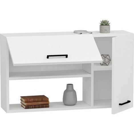 Mobile Pensile Rassa, 2 Ripiani, 2 Ante, 4 Vani, 90x52h cm Bianco