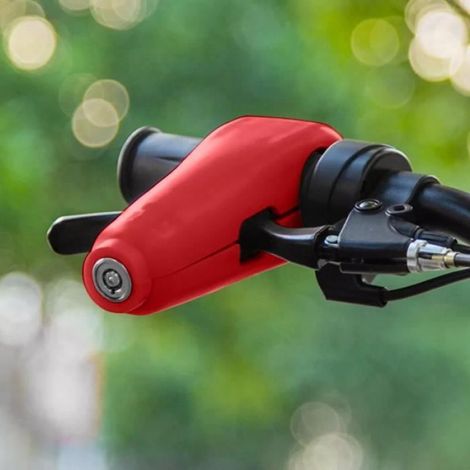 Antivol Bloque Levier de Frein + Alarme Universel Serrure pour Moto Scooter Vélo Rouge avec 2 Clés (1/4)