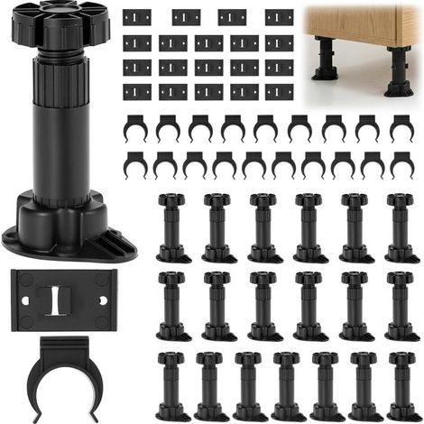 Lot de 20 Pieds de Meuble,Pieds Meuble Cuisine,avec 10 Clips de Base et Plaques de Connexion,Plage étendue : 95 145 mm. (1/5)
