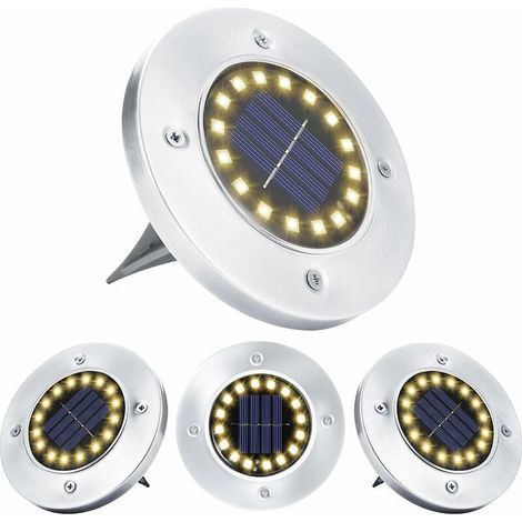 MINKUROW Luces Solares Para Exteriores, 4 Piezas, 16 Led, Luz Solar De Suelo, Blanco Cálido, Resistente Al Agua, Foco Empotrado, Accesorio De Luz Para Jardín, Camino, Césped, Terraza, Patio Subterráne (1/5)
