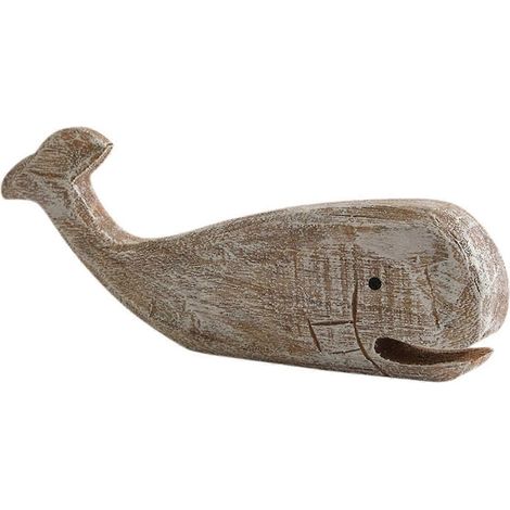 Sculpture de baleine en bois, décoration nautique, cadeau de pendaison de crémaillère, comme illustré (1/5)