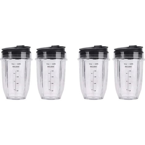 Pièce de rechange pour 4 pièces 18Oz remplacement mixeur Cups avec Lids, avec Select Personal Blenders, Durable Smoothie Cups pour (1/5)