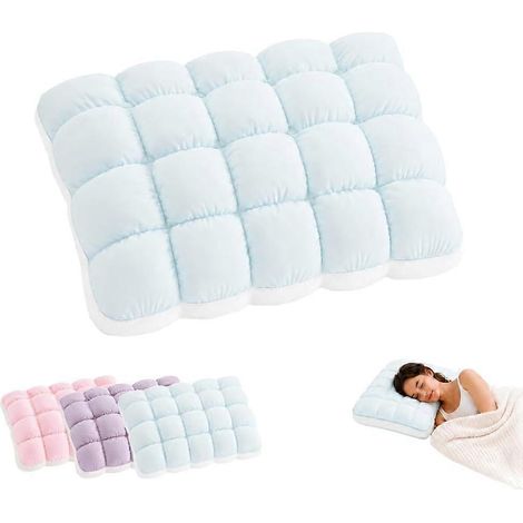 Oreiller rafraîchissant effet guimauve, oreiller matelassé frais au toucher pour adultes, oreiller moelleux et léger comme un nuage avec soutien de la nuque et du dos. (1/5)