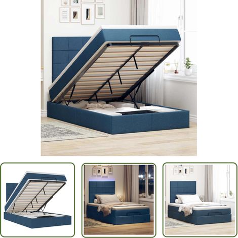 vidaXL Ottoman-Bett mit Matratze & LEDs Blau 120x200 cm Stoff (1/5)