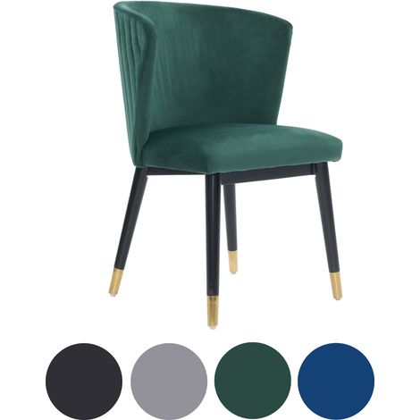 Single Green Sofina Modern Velvet Dining Chair with Tufted Back - Wooden Frame & Gold-Tipped Rubberwood Legs (1/5)