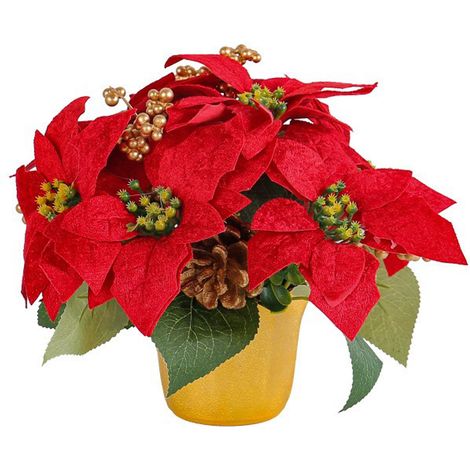 Künstliche Weihnachtssternblume im Topf, wiederverwendbar, rote künstliche Weihnachtssternblume (1/2)