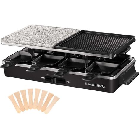 Appareil à Raclette [Multifonction 3-en-1: Raclette, Pierre de Cuisson, Gril Réversible] Multi Gril (8 Personnes, 8 poêlons antiadhésifs lavables, 1400W, Thermostat réglable) 26280-56 (1/5)