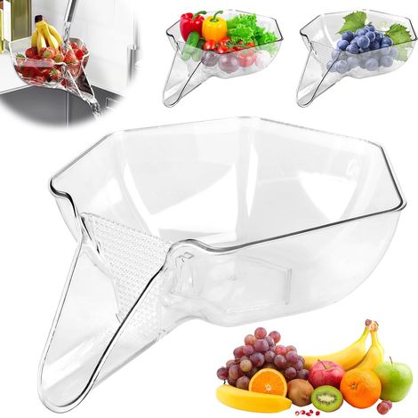 Panier de vidange de cuisine multifonctionnel avec entonnoir, filtre de vidange transparent pour laver les fruits, les légumes et les pâtes (1/5)