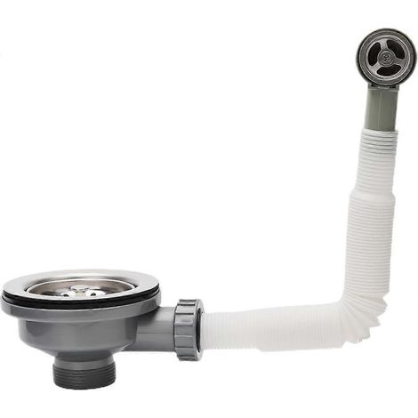 Kit de trop-plein pour évier en acier inoxydable, crépine d'évier de cuisine de 114 mm, avec tuyaux de trop-plein et couvercle de bonde rond (1/5)