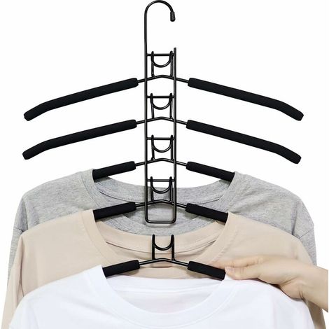 TRIOM Cintres en métal, 5 en 1 Multiple Antidérapant Peu encombrant Cintre, pour Costumes Chemises Robes Manteaux（Enfants） (1/5)