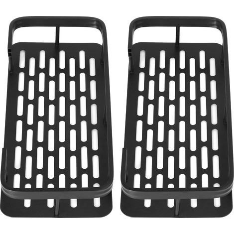 Étagère de douche double paroi, rectangulaire, gain de place, en aluminium, prête à installer, noire (1/5)