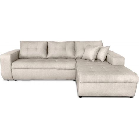 Canapé d'Angle Droit Convertible "Liace" 242cm Beige (1/5)