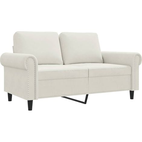 Canapé  Sofa à 2 places Crème 120 cm Velours (1/5)