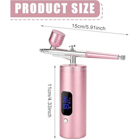 Kit d'aérographe sans fil avec compresseur, 30 psi, portable, rechargeable, pistolet aérographe portatif + accessoires de nettoyage pour maquillage, nail art, décoration de gateaux et peinture de (1/4)